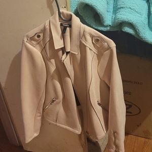 Blush stretch suede moto